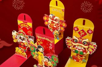Bao lì xì 3D PopUp hình Lân và Thần Tài tết Bính Ngọ 2026, giấy mỹ thuật 9x18cm