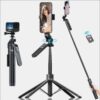Tổng quan gậy chụp ảnh selfie 4 chân A14 kèm remote và khả năng xoay 360 độ.