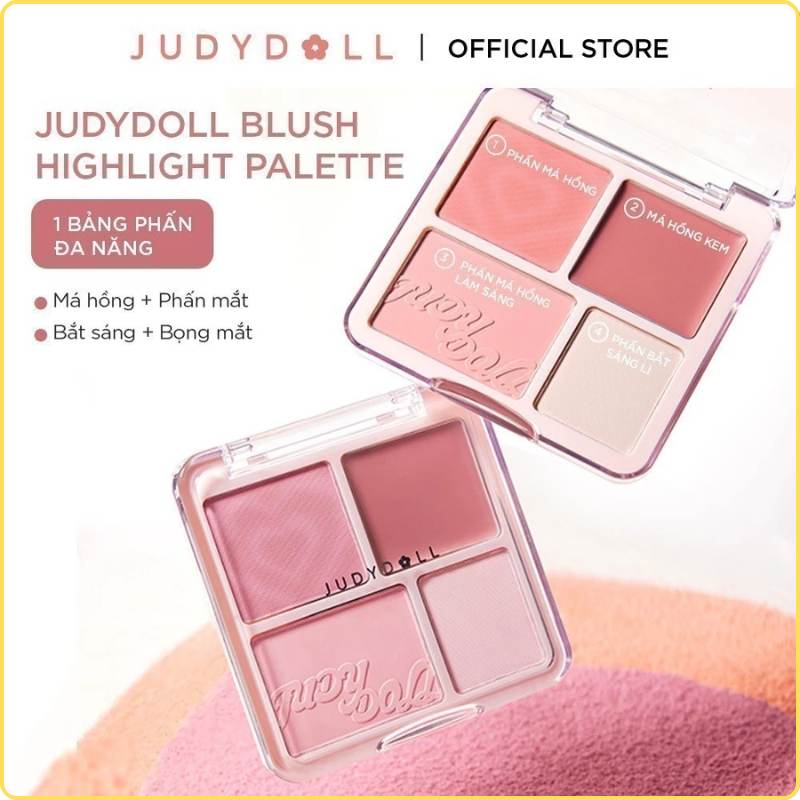 Bảng má hồng highlight Judydoll 4 ô chính hãng