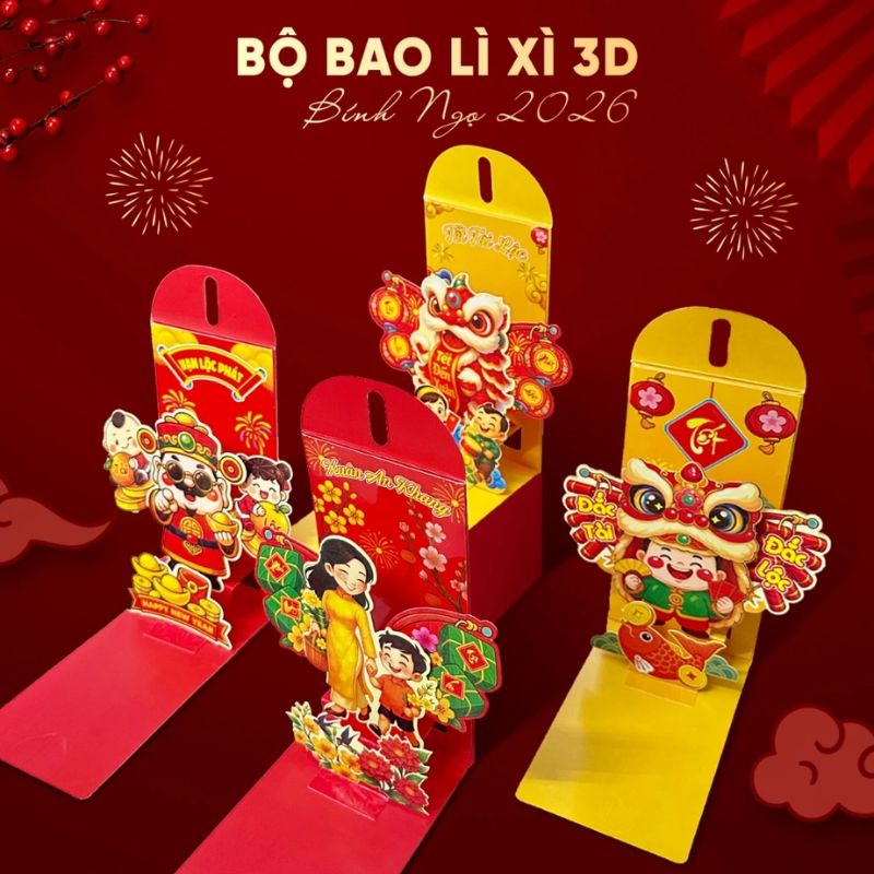 Bao Lì Xì 3D, Bao Lì Xì Popup Độc Đáo cho Tết Bính Ngọ 2026