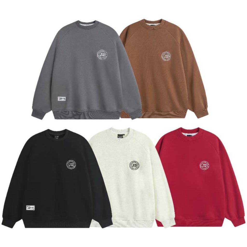 màu áo nỉ JULIDO JD: Xám, Nâu, Đen, Trắng kem, Đỏ đô (College Style).