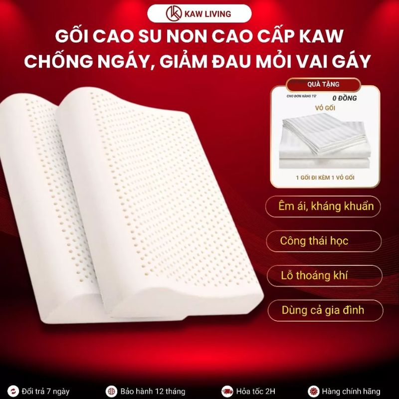 Gối Cao Su Non KAW 100% Thiên Nhiên Chống Đau Mỏi Vai Gáy