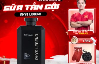 Chai sữa tắm gội nam RHYS MAN 3 In 1 Rhys Legend 350ml màu đen/xanh, nổi bật với hương nước hoa nam tính.