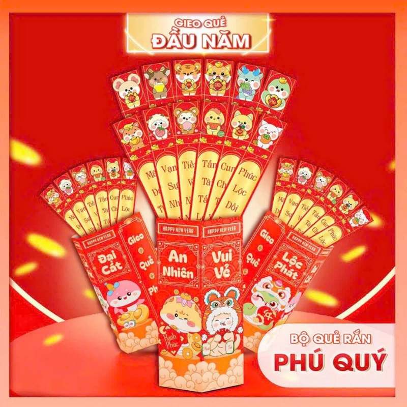Bao Lì Xì Gieo Quẻ Tết 2026 Hot Trend – Rút Thăm May Mắn Độc Lạ, Chibi Cute